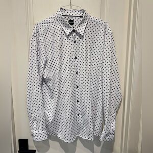 Boss White Shirt with Navy Dots